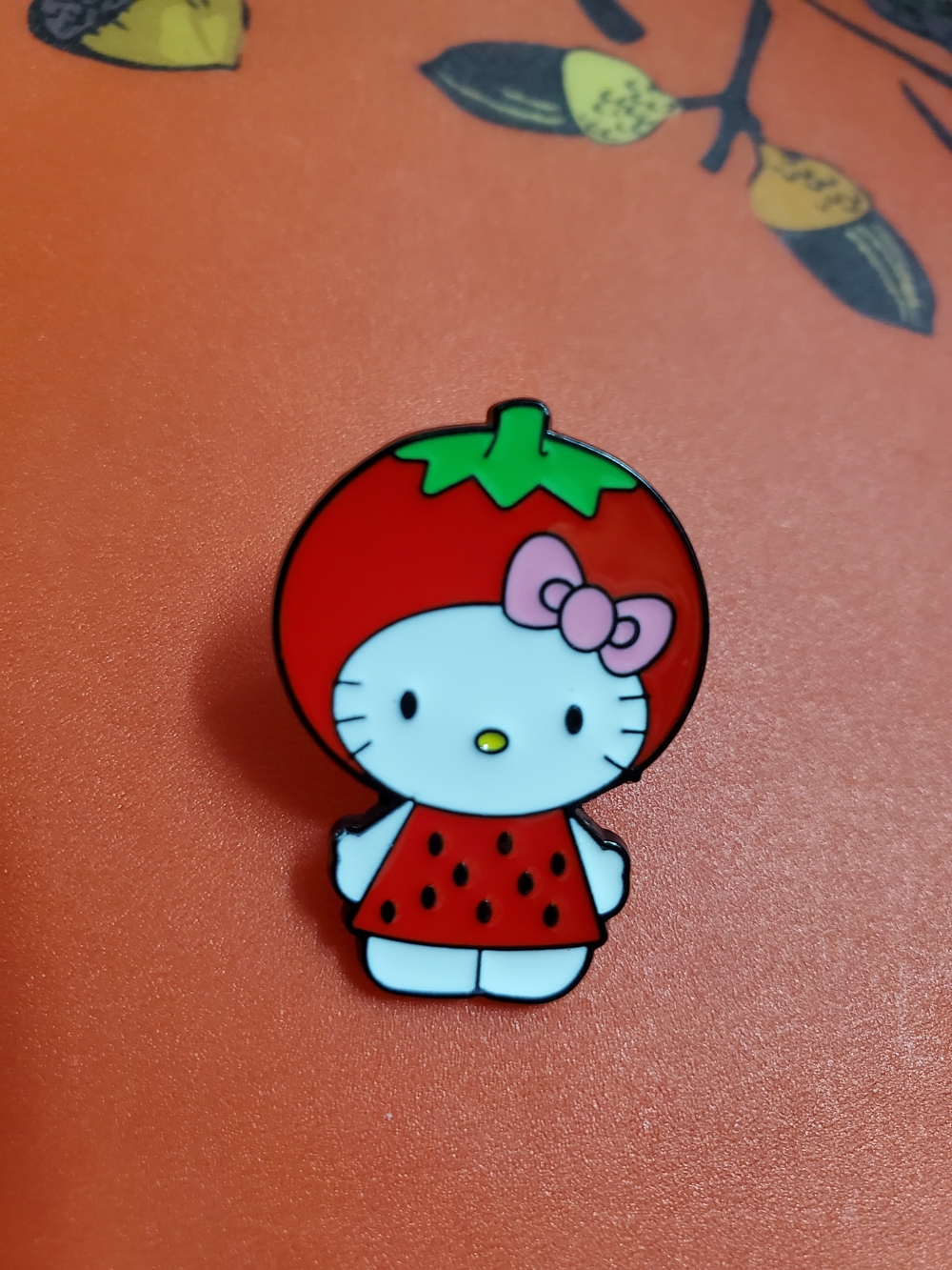 Hello Kitty Strawberry Enamel Brooch - Red, Pink, Green, White